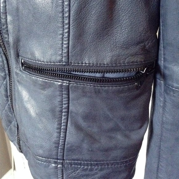 Massimo Dutti blue leather jacket - Picture 8 of 15